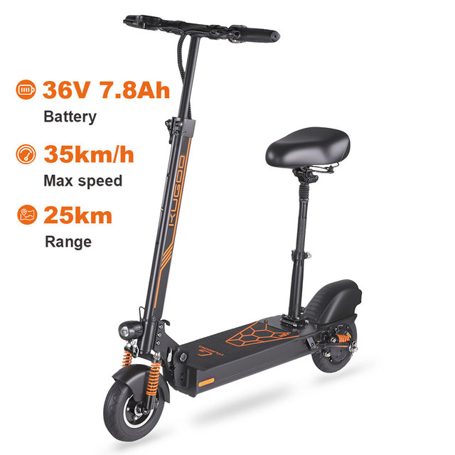 KUGOO M2+ Foldable Electric Scooter With Seat 350W 25KM 35KM/H Speed Double Suspension Foldable E Scooter Removable Battery