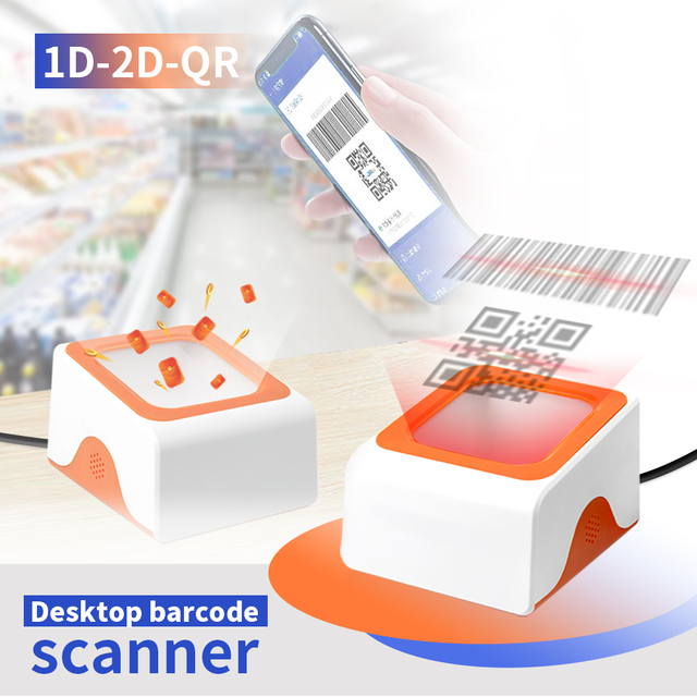 JR P8 2D Barcode Desktop Scanner QR Code Reader USB Line Automatic Scanning Desktop Barcode Scanner