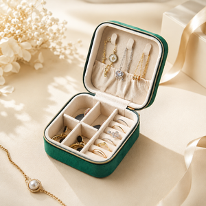 Custom Velvet Zipper Jewelry <b>Box</b> Premium Storage Case for Jewelry Brands Gift Packaging and Retail Stores - Product Image 1