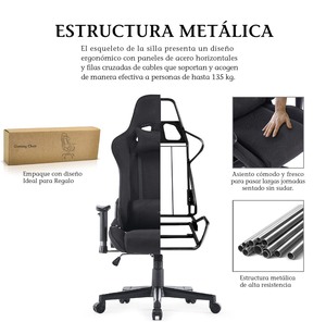 Silla <span class=keywords><strong>Gamer</strong></span> Moderna de Oficina para PC, Económica y de Alta Calidad, en Tela PU Azul, con Reposapiés y Reposabrazos 2D con Función de Masaje - Product Image 5