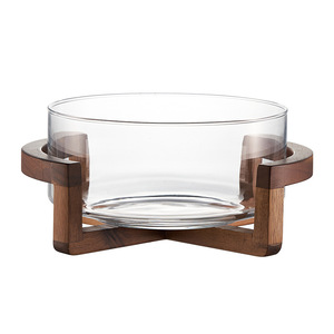 Glass Fruit Platter With Wooden Rack 1200Ml For Home Buffet Serving - Product Image 4
