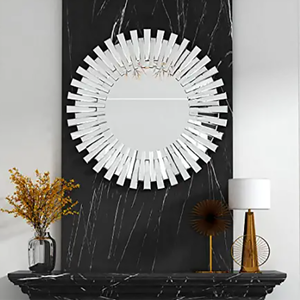 <span class=keywords><strong>Espejo</strong></span> de Pared Decorativo con Forma de <span class=keywords><strong>Sol</strong></span>, <span class=keywords><strong>Espejo</strong></span> de Pared Redondo Plateado 3D Moderno y Lujoso para Sala de Estar - Product Image 4