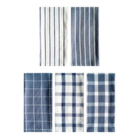 Serviette de cuisine en tissu doux de haute qualité, série bleue, à carreaux, teinte en fil, pour la maison, serviette de table, avec logo personnalisé