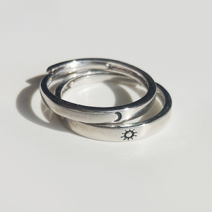 Anillos de Pareja de Sol y Luna Chapados en Plata 925, Anillos de Promesa de Boda para Él y para Ella - Product Image 5