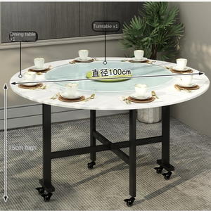 Mesa de jantar dobrável branca e moderna, alta qualidade, mármore redondo, mesa de jantar dobrável com centro rotativo - Product Image 3