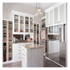 Armoire sur mesure avec panneau en verre encadré d'aluminium blanc, armoire en bois massif avec cadre en bois laqué blanc - Product Image 6