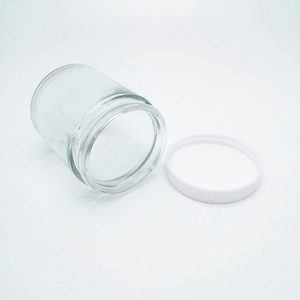 Botol Kaca Bulat Transparan Amber Mulut Lebar 4oz 8oz 9oz 16oz dengan Tutup Hitam, Laris Manis - Product Image 4