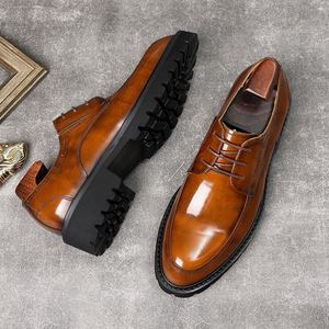 New Mens Business Formal <b>Pointed</b> Toe Lace-up Leather Shoes Made Full Cowhide Comfort Lightweight Bright Colored Weddings Fashion - Product Image 6