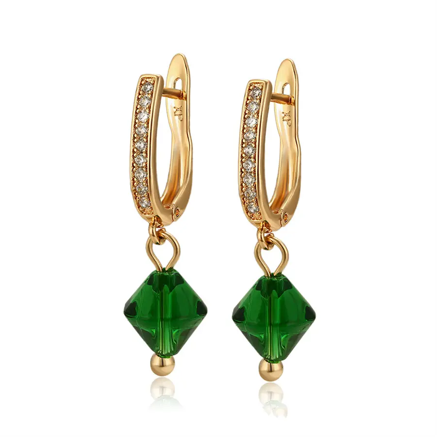 A00673753 Xuping Jewelry Elegant and Simple New Green Crystal 18K Gold Pendant Environment-friendly Copper Earrings