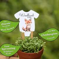 Carte de vœux en papier semence biodégradable personnalisée avec graines de fleurs sauvages pour baby shower sur le thème des animaux, idéale comme cadeau pour les invités