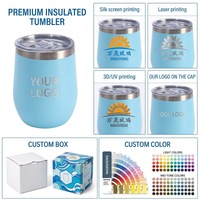 Großhandel Maßgefertigter 12oz 304 Edelstahl Doppelwandiger Vakuumisolierter Eiförmiger Mini-Wein-Kaffee-Becher mit Deckel für Feiertagspartys