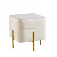 Pouf en velours pour salon, repose-pieds, avec pieds en métal doré, moderne et durable, vente en gros
