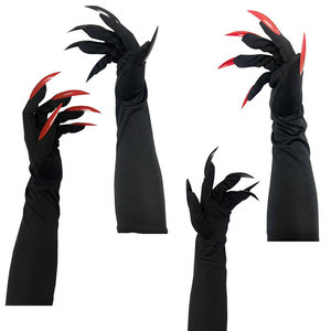 Gants de sorcière d'Halloween MS, accessoires de cosplay à longs ongles noirs, gants de costume griffe de fantôme pour performance scénique - Product Image 6