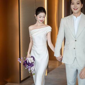 <span class=keywords><strong>Abito</strong></span> da Sposa Principessa con Scollo Profondo a V, Spalle Scoperte, Vita Segnata, Lunghezza <span class=keywords><strong>Midi</strong></span>, Dettagli in Cristallo e Illusione Ottica, Nuovo Vestito da Sera per Spose - Product Image 4