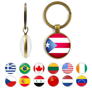 Llavero con colgante y bisel de cristal para bandera nacional de 287 Países, regalo de promoción de recuerdo - Product Image 1