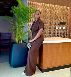 Cardigan con scollo a V alla moda, pantaloni a gamba larga a vita alta in stile africano, nuovo completo due pezzi da <span class=keywords><strong>donna</strong></span> - Product Image 3