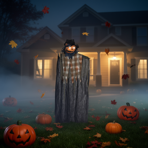 6 'grandeur nature extérieur Halloween gonflable citrouille fantôme yeux lumineux activé par le son accessoire effrayant parlant décorations de cour - Product Image 2