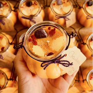 Velas perfumadas con cristales, con tema personalizado de otoño, color naranja, linterna pequeña, calabaza, vela, cosecha de otoño - Product Image 3