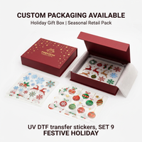 Pegatinas de Transferencia UV DTF Personalizadas para Fiestas, Calcomanías de Corazones Navideños, de Halloween y de Pascua, Resistentes al Agua, con Textura 3D, al por Mayor
