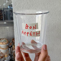 Tasse en verre transparente à usage domestique quotidien 350ML Design simple classique pour café American Iced Latte Coffee Juice Cold Drinks
