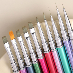 Ensemble de pinceaux à ongles personnalisés avec logo, poils dégradés verts, capuchon de protection, maintien stable du gel, outil pour gel UV, pour salon et manucure DIY - Product Image 5