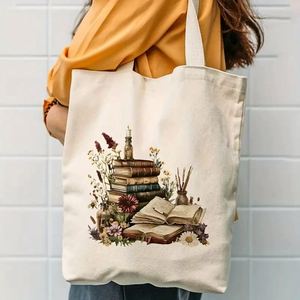 Sac fourre-tout en toile personnalisé pour femme avec logo imprimé et motif floral - Sac de voyage et de shopping réutilisable pour l'été/l'hiver et toutes les saisons - Product Image 1