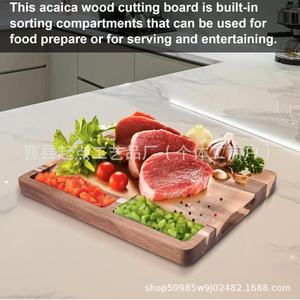 Planche à découper en bois d'acacia 41 cm rectangulaire anti-odeur antibactérienne facile à nettoyer pour la cuisine - Product Image 4