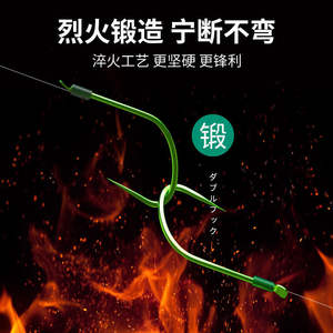 Hameçons géants double à dents de loup sans ardillon pour la pêche en eau douce, en acier à haute teneur en carbone, forte puissance de traction - Product Image 2