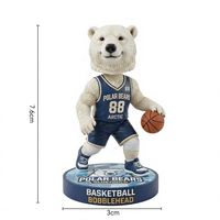 Figurine de mascotte sportive en résine personnalisée, ours polaire amoureux, jouet à tête oscillante, mini figurine décorative de bureau, vente en gros