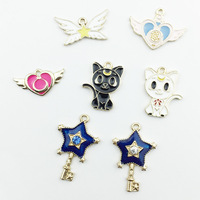 Sailor Moon-Colgante con alas de estrellas y cristal esmaltadas, para hacer joyas, collares, Anime