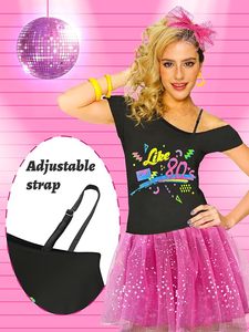 Trang phục thập niên 80 dành cho nữ Áo thun Váy tutu kèm phụ kiện Bộ trang phục thập niên 80 dành cho bữa tiệc theo chủ đề cổ điển - Product Image 5