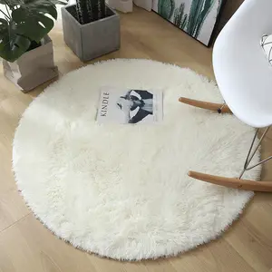 yoga mat living room bedroom white round carpet decoration silk wool plush fluffy carpet