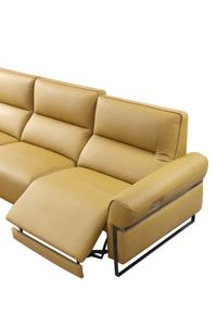 घर के लिविंग रूम के लिए इटैलियन स्टाइल पीला 3 सीटर इलेक्ट्रॉनिक रिक्लाइनर सोफा सेट लेदर फंक्शनल काउच - Product Image 4