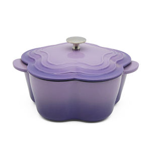 Articles ménagers lumineux Offre Spéciale <span class=keywords><strong>Mini</strong></span> ustensiles de cuisine en fonte violet 20cm four hollandais antiadhésif avec couvercle casserole de fleurs en fonte émaillée - Product Image 4