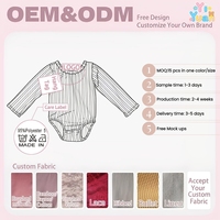 Bodysuit Tari Lengan Panjang Anak Populer, Pilihan Warna Solid Bergaris, Desain Kancing Praktis, Kostum Balita untuk Latihan