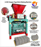 Machine à fabriquer des blocs de béton WanJun 4-35C avec réducteur et élévateur à chaîne, commande manuelle, pour briques creuses et pleines