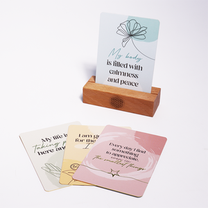 Calendario de papel de alta calidad personalizado <span class=keywords><strong>2025</strong></span>, soporte de madera y caja, tarjetas de afirmación, modelo de logotipo, naipes personalizables - Product Image 6