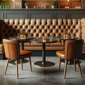 أثاث مطاعم فاخر مخصص حديث من الجلد والخشب منحني دائري الشكل لأثاث البار مقاعد على شكل حرف U - Product Image 6