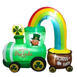 <span class=keywords><strong>Train</strong></span> gonflable éclairé par LED de 6 pieds pour la Saint-Patrick avec décoration de pot arc-en-ciel Shamrock pour la journée irlandaise Leprechaun - Product Image 2