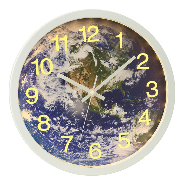 Cross-border Earth Luminous Wall Clock Stereo Clock Bedroom Living Room Decorated Fashion Silent Wall Clock