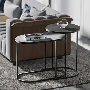 WIREKING Living Room Combination side table metal side table for living room bedroom with marble top MDF board