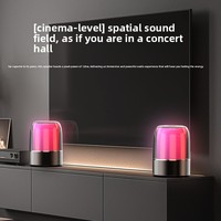 Speaker 5.0 Berlapis Kaca dengan Lampu LED RGB, Kabinet Plastik, Output 20W, Dapat Memasukkan Kartu & Desain Cetakan Khusus