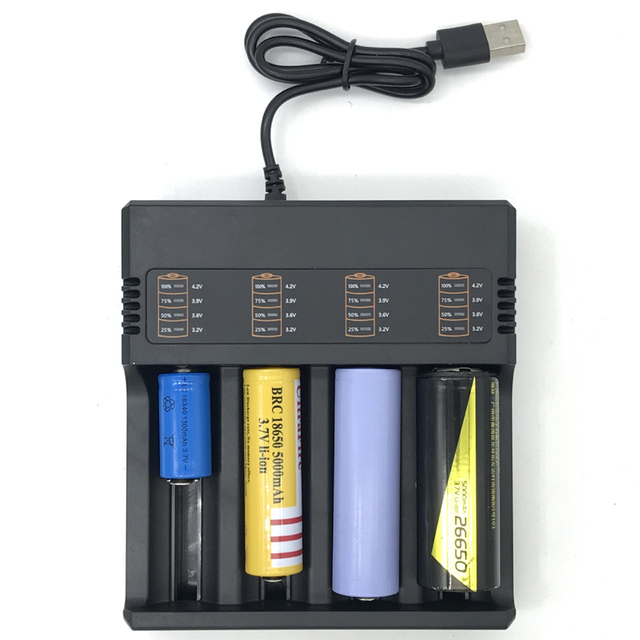 18650 & 21700 Flashlight Batteries Charger 3.7V 4.2V Four Slot ABS Line Charge 3.7V 18650 21700 Charger Battery