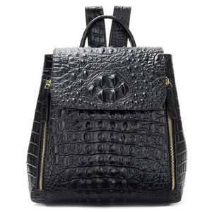 Women Boshiho Crocodile Leather Backpack Soccer Boot Bag School College Book Bag Purse for Women - Product Image 1