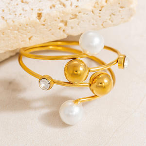 European Style Titanium Steel <b>Ring</b> Ball Shape U Shaped Geometric Open <b>Ring</b> Unisex Jewelry Gift - Product Image 3