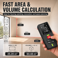Télémètre laser portatif infrarouge haute précision en plastique ABS léger (0,16 g) avec niveau à bulle et fonction de mesure d'inclinaison Pythagore, indice de protection IP54