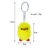 Porte-clés 3D en peluche canard jaune mignon, doux et moelleux, écologique, breloque animale en peluche pour femmes, filles, sac à dos, sac à main, voiture