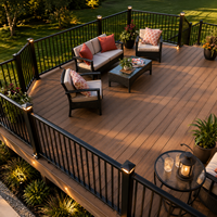 Kit complet de terrasse moderne en composite bois-plastique (WPC) pour extérieur, décoratif, avec gaufrage 3D, imperméable et lisse