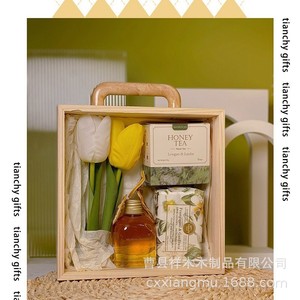 Wooden Hand Held <b>Gift</b> <b>Box</b> Rectangle Portable Wedding Favor <b>Empty</b> <b>Box</b> With Acrylic Lid Bridesmaid <b>Gift</b> General Packaging - Product Image 2