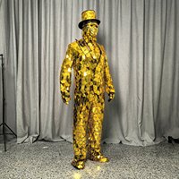 Or Miroir Homme Costume Scène Performance Halloween Costumes Cosplay Fête De Noël Spectacle Laser Lumière Future Technologie
